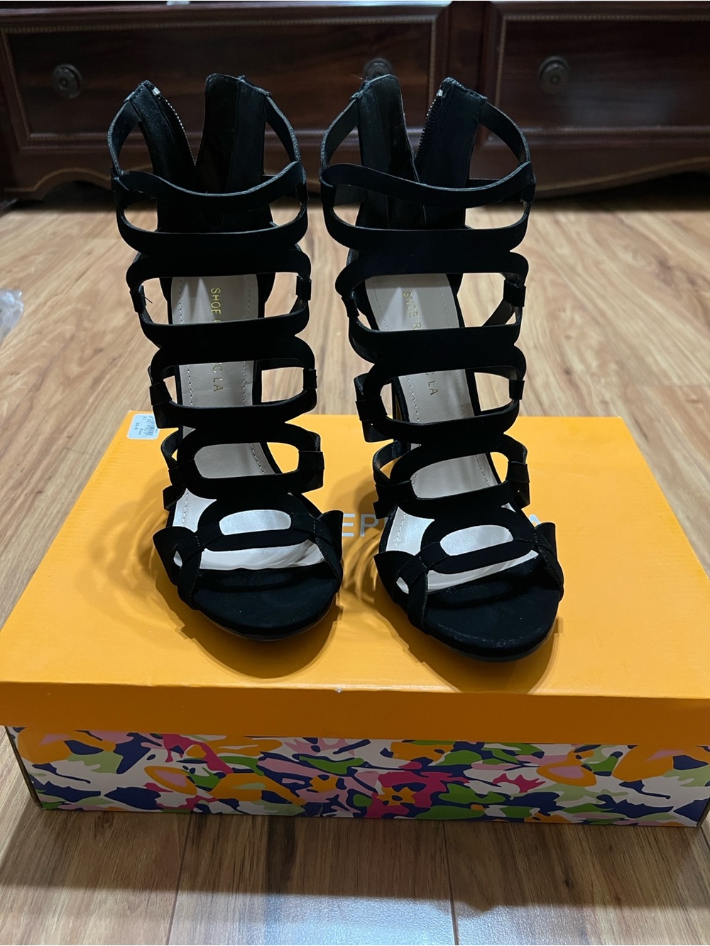 Shoe Republic LA Black Strappy Gladiator High Heel Sandals